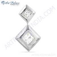 Hand Created Silver Cubic Zirconia Gemstone Pendant - Gender: Women