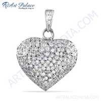 Cute Heart Style Cubic Zirconia Gemstone Silver Pendant