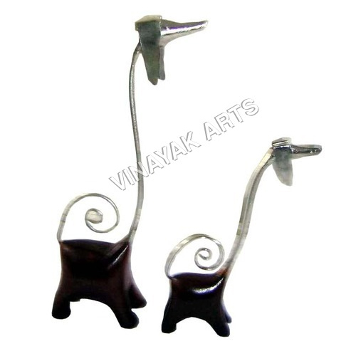 Silver And Brown Iron Dog Figures Set Of 2