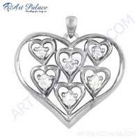 Beautiful Heart Style Cz Gemstone Silver Pendant - Gender: Women