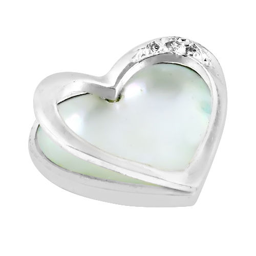 Unique Heart Style Pearl & Cz Gemstone Silver Pendant