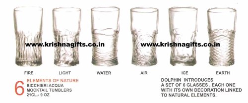 Elements Glass Set of 6 - Glass Tumblers, Clear | Elegant Design, Durable, Crystal Clear