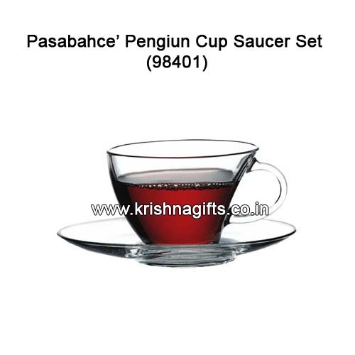 Pasabahce CupSaucer - Glass, Cup 8cm H x 7cm D, Saucer 14cm D | Elegant Design, Durable, Stackable, Microwave Dishwasher Safe
