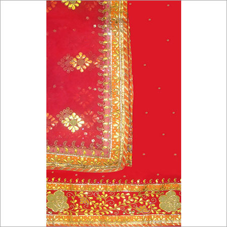 Red Color Georgette Unstitched Designer Suit