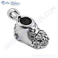 Antique Style Cz Gemstone Silver Pendant