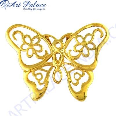 Butterfly Style Plain Silver Gold Plated Pendant 
