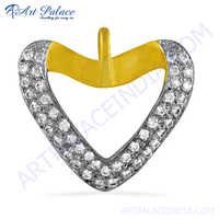 Cz Gemstone Gold Plated Silver Pendant In Heart Style