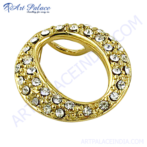 Designer CZ Gold Plated Silver Pendant