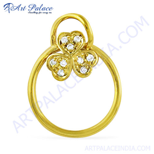 Creative Cz Gemstone Gold Plated Silver Pendant 