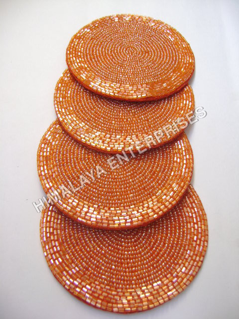 Orange Beaded Coaster