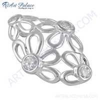 Cubic Zirconia Pendant - 925 Sterling Silver, Round 23x36 Mm Solitaire Design For Women's Party Wear