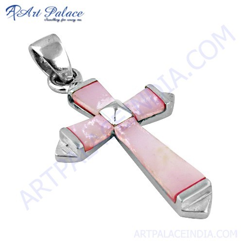 Inley Gemstone Silver Cross Silver Pendant