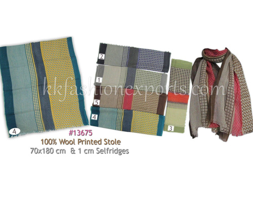 Wool Silk Printed Stole