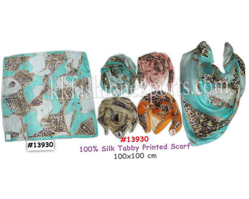 Tabby Silk Scarf - 100% Silk, 100x100 cm, Teal | Luxury Feel, Soft Silk, Stylish Design, Perfect Gift, Versatile Style