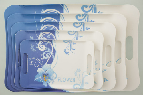 Valerio - Blue Flower - Set Of 5 Melamine Trays