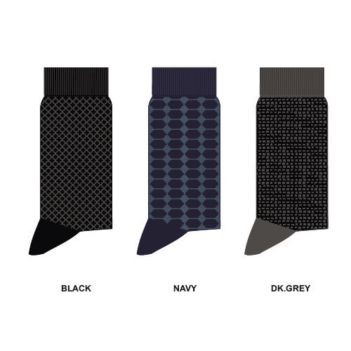 Grey And Black Mes'S Cotton Socks