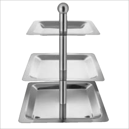 Square Three Tier Stand - Stainless Steel, 11"x13"x15" | Three Tiers, Polished Finish, Stable Base, Easy Assembly