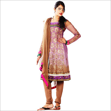 light purple- brown shaded color designer suit on net
