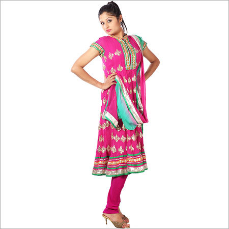 Pink-magenta color georgette designer suit