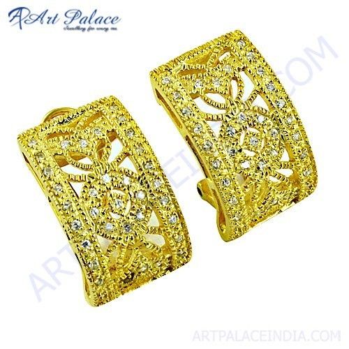 Lastest Luxury Cubic Zirconia Silver Gold Plated Earrings