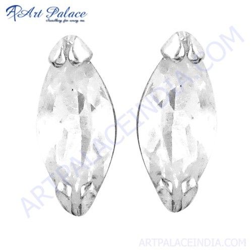 Classic Cubic Zirconia Gemstone Silver Earrings