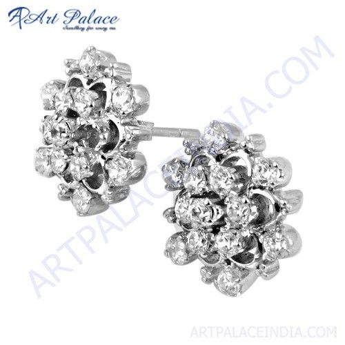 New Arrival Cubic Zirconia Gemstone Silver Earrings