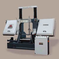 Double Column Semi Automatic Band Saw Machine - Steel, 6900 X 54 X 1.3 Mm Blade Size, Blue Color , Semi Automatic Cutting Function, Plc Control, Hydraulic Drive, High Load Resistance