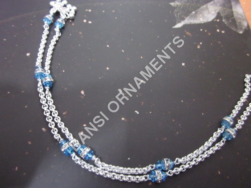 Silver Anklets - Sterling Silver, 7-9 Inches Length | Box Chain Style, Cubic Zirconia Crystal Accents, Elegant Fashion Accessory