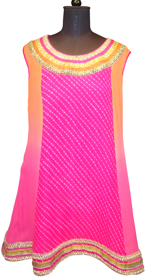 Hot pink Color Georgette Traditional Kurti