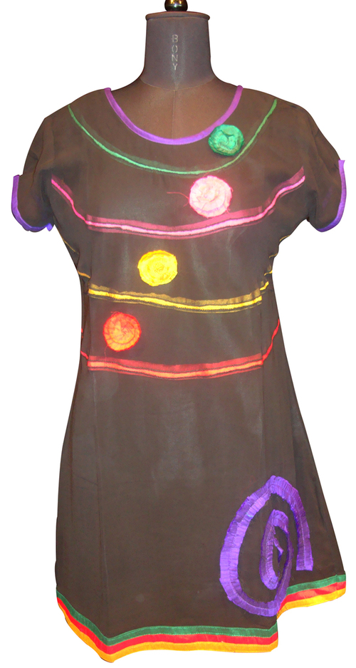 Black Color Designer Georgette Kurti