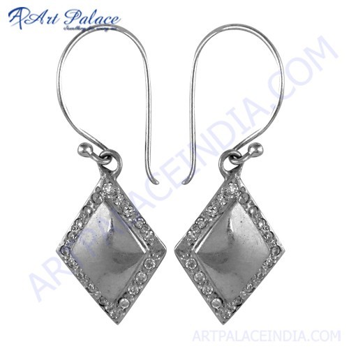 Trendy Charm Cz Gemstone Silver Earrings