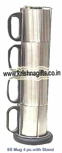 SS Mug 4pc with stand