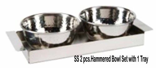 SS Bowl Set of 2 Hammered