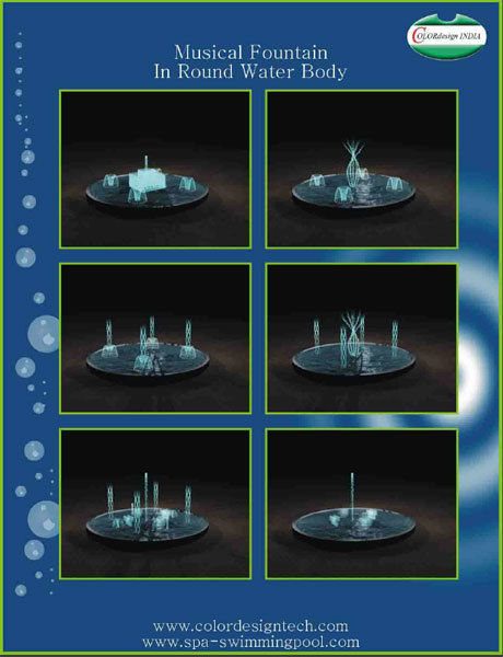Musical Fountain In Round Water Body
