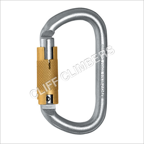 CARABINER STEEL OVAL TRIPLE LOCK SINGING ROCK - Steel, Zinc Plated, Silver, 18mm Gate Opening | Triple Lock, 30 kN Minor Axis, 9 kN Major Axis, Work at Heights