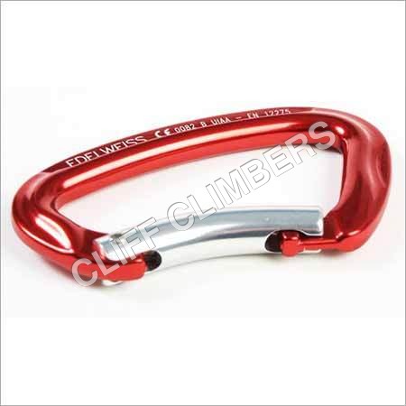 CARABINER PLAIN TOP C EDELWEISS - Light Alloy, 96mm x 59mm, Red | Lightweight, Durable, UIAA Certified, 24kN Major Axis Strength