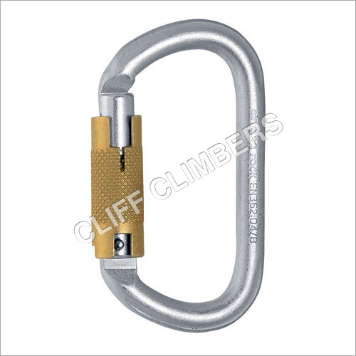CARABINER STEEL OVAL TRIPLE LOCK SINGING ROCK - Steel Zinc Plated, Silver, 195g | Triple Lock, 30kN Closed Gate, Oval Shape, Industrial Use