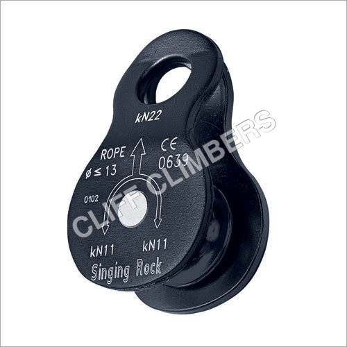 Small Roll Pulley Singing Rock - Light-Alloy, Black, 94g, 22kN, Max Rope 13mm | Friction Bearing, Versatile Use, Durable