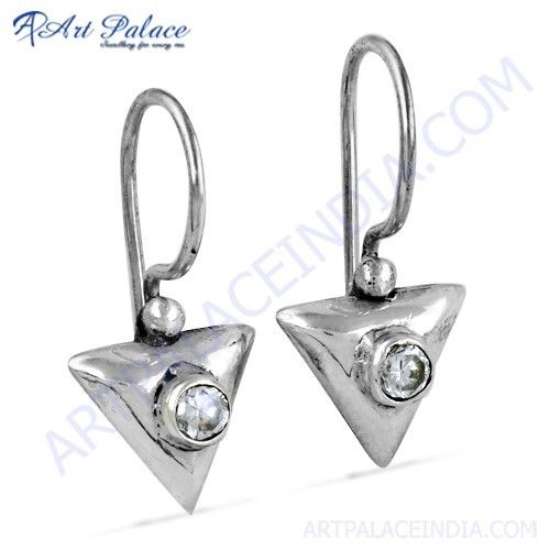 Fashion Accessories Cubic Zirconia Gemstone Silver Earrings