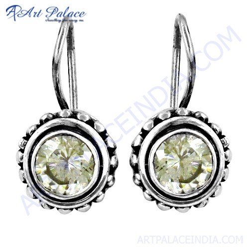 Indian Touch Cubic Zirconia Gemstone Silver Earrings