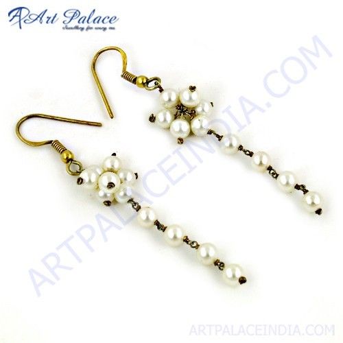 Gracious Fashionable Pearl Silver Gold Plated Earrings