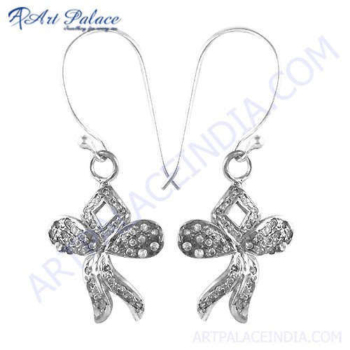 Valuable Cubic Zirconia Gemstone Silver Earrings