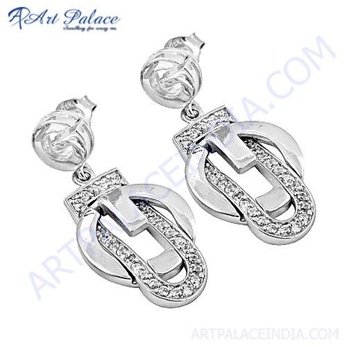 Fantastic Fashionable Cubic Zirconia Gemstone Silver Earrings