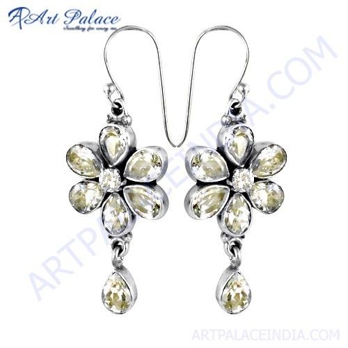 Trendy Charm Cubic Zirconia Gemstone Silver Earrings