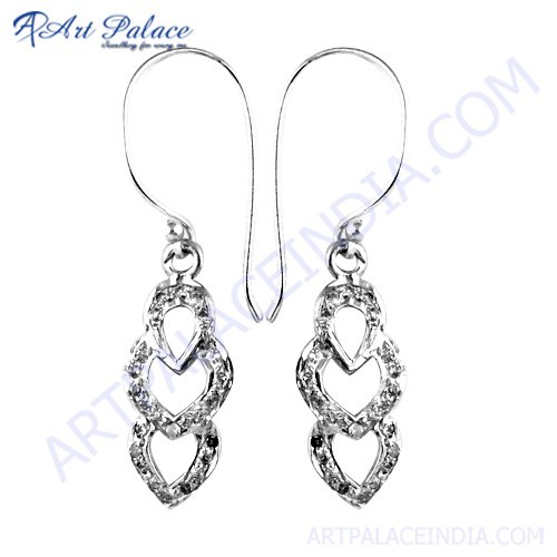 Rocking Style Cubic Zirconia Gemstone Silver Earrings