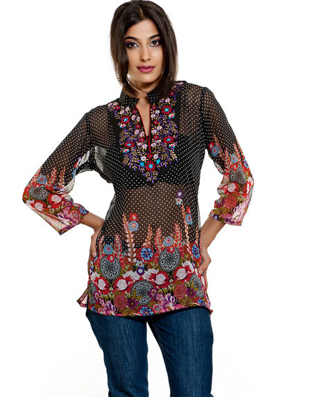 Floral Design Embroidered Kurti