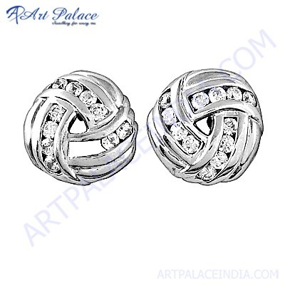 Excellent New Fashionable Cubic Zirconia Silver Stud Earrings