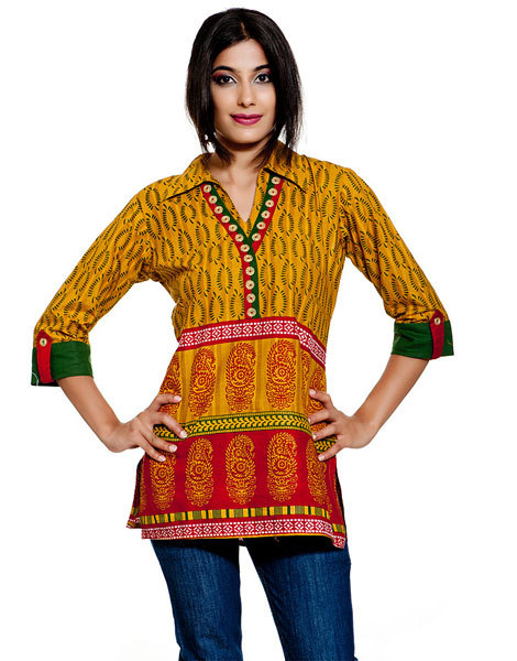 Traditional Print Collared Kurti