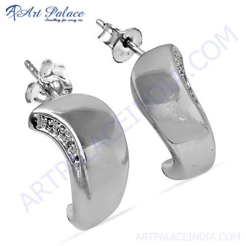 New Fashionable Cubic Zirconia Gemstone Silver Earrings