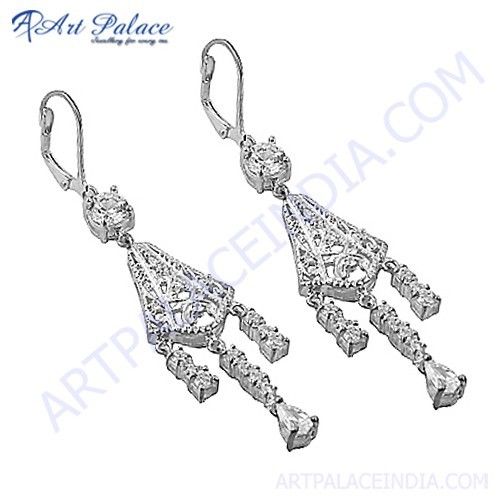 Truly Designer Cubic Zirconia Silver Earrings